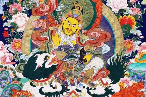 编号138-124798：彩绘唐卡-财宝天王·五方财神（100*70CM左右）