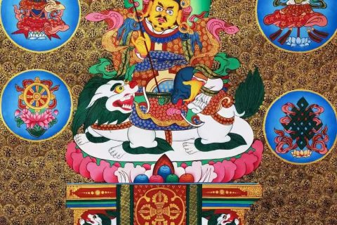编号138-171622：黑金唐卡-财宝天王（76*51CM左右）