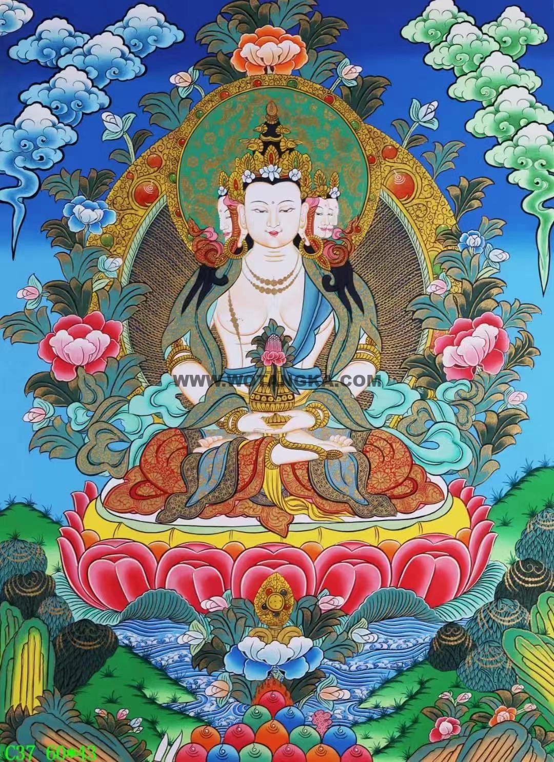 编号138-197105:彩绘唐卡-四面大日如来(60*43CM左右)