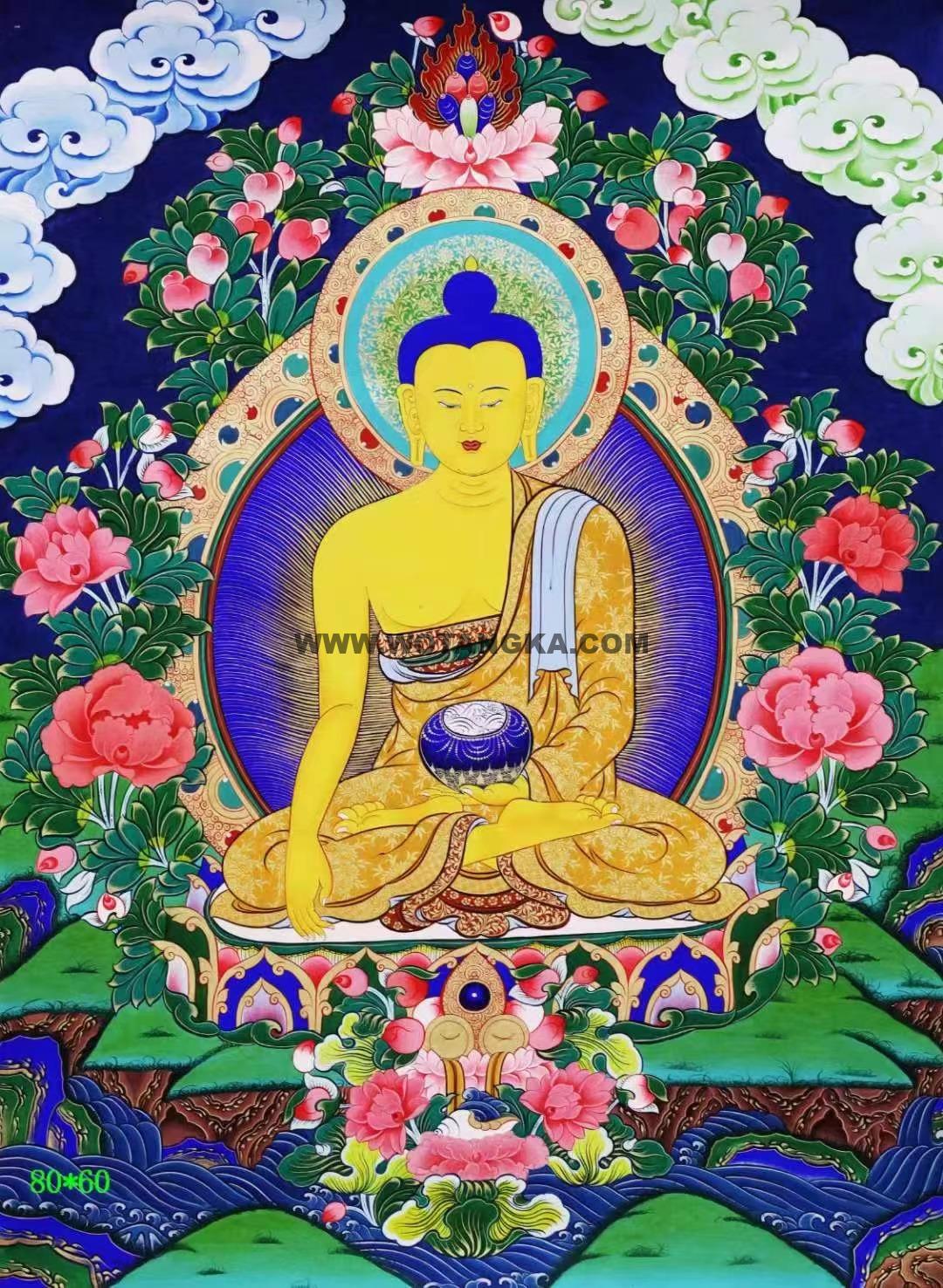 编号138-215446:彩绘唐卡-释迦牟尼佛(80*60CM左右)