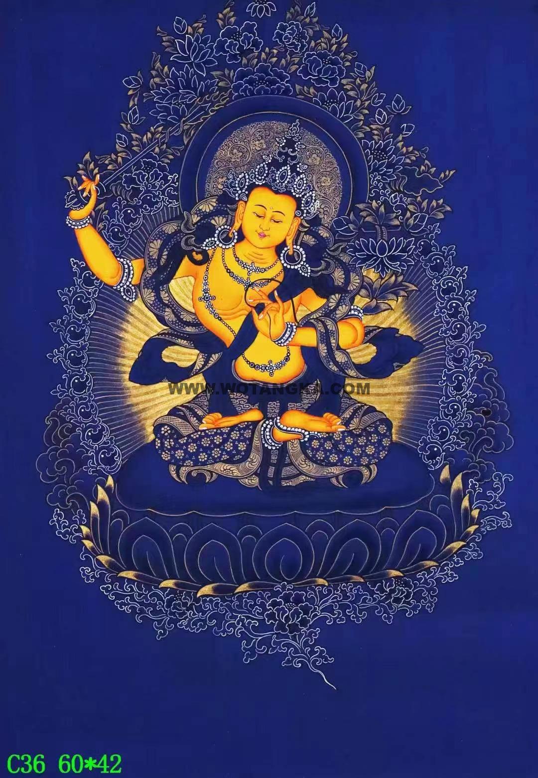 编号138-292196:蓝金唐卡-文殊菩萨(60*42CM左右)