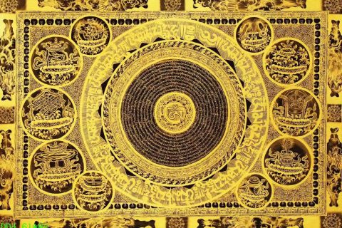 编号138-376705：黑金唐卡-吉祥八宝坛城（61*88CM左右）