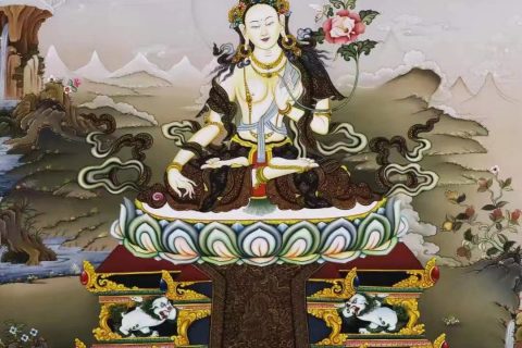 编号138-450843：嘎玛嘎赤-白度母·长寿三尊（76*51CM左右）