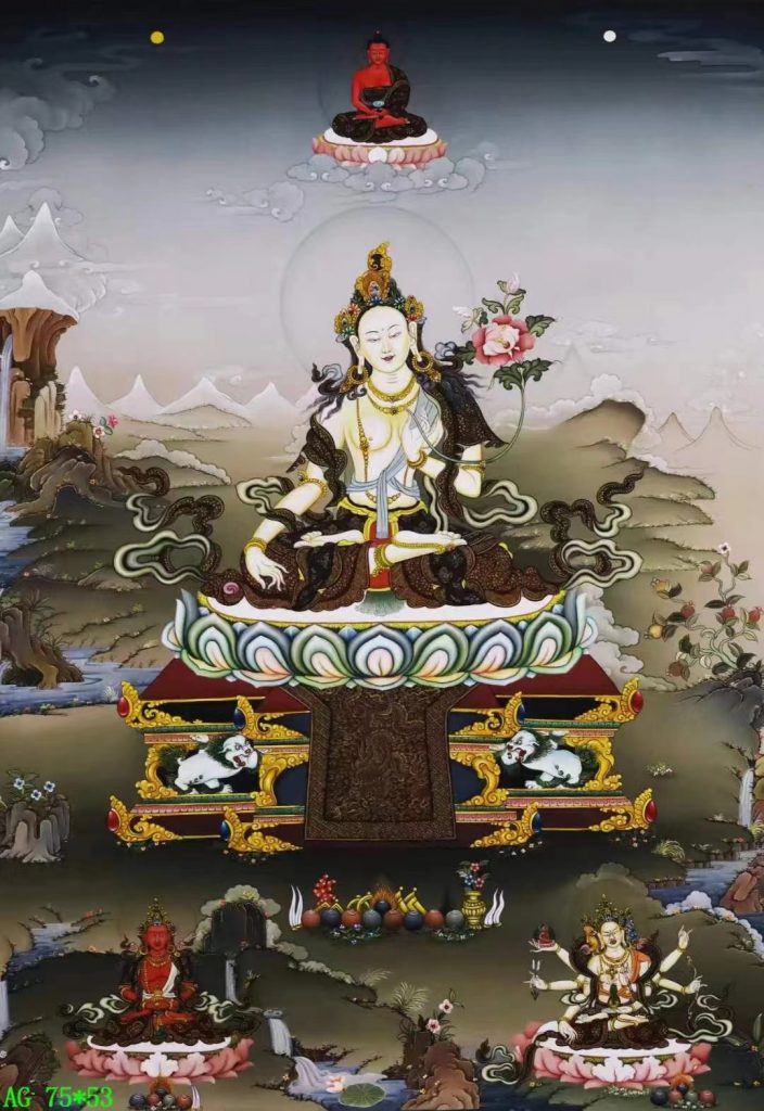 编号138-450843：嘎玛嘎赤-白度母·长寿三尊（76*51CM左右）