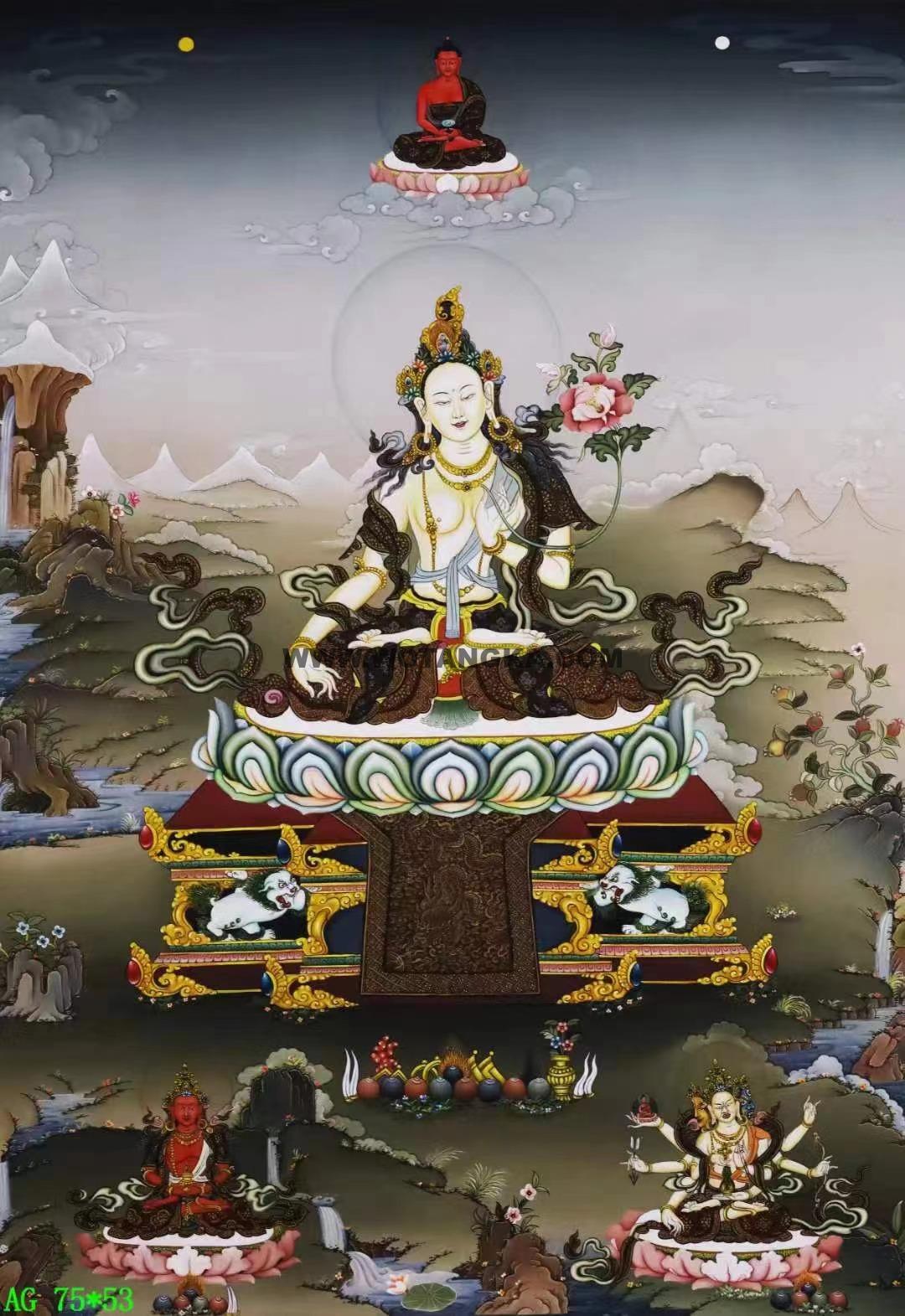 编号138-450843：嘎玛嘎赤-白度母·长寿三尊（76*51CM左右）