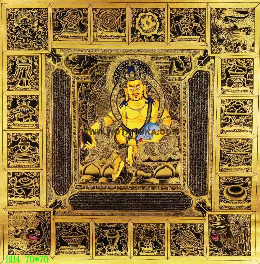 编号138-470216:黑金唐卡-黄财神坛城(70*70CM左右)