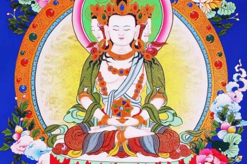 编号138-563638：彩绘唐卡-四面大日如来（70*50CM左右）