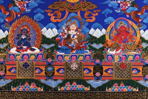 编号138-594169：彩绘唐卡-五方财神（65*158CM左右）