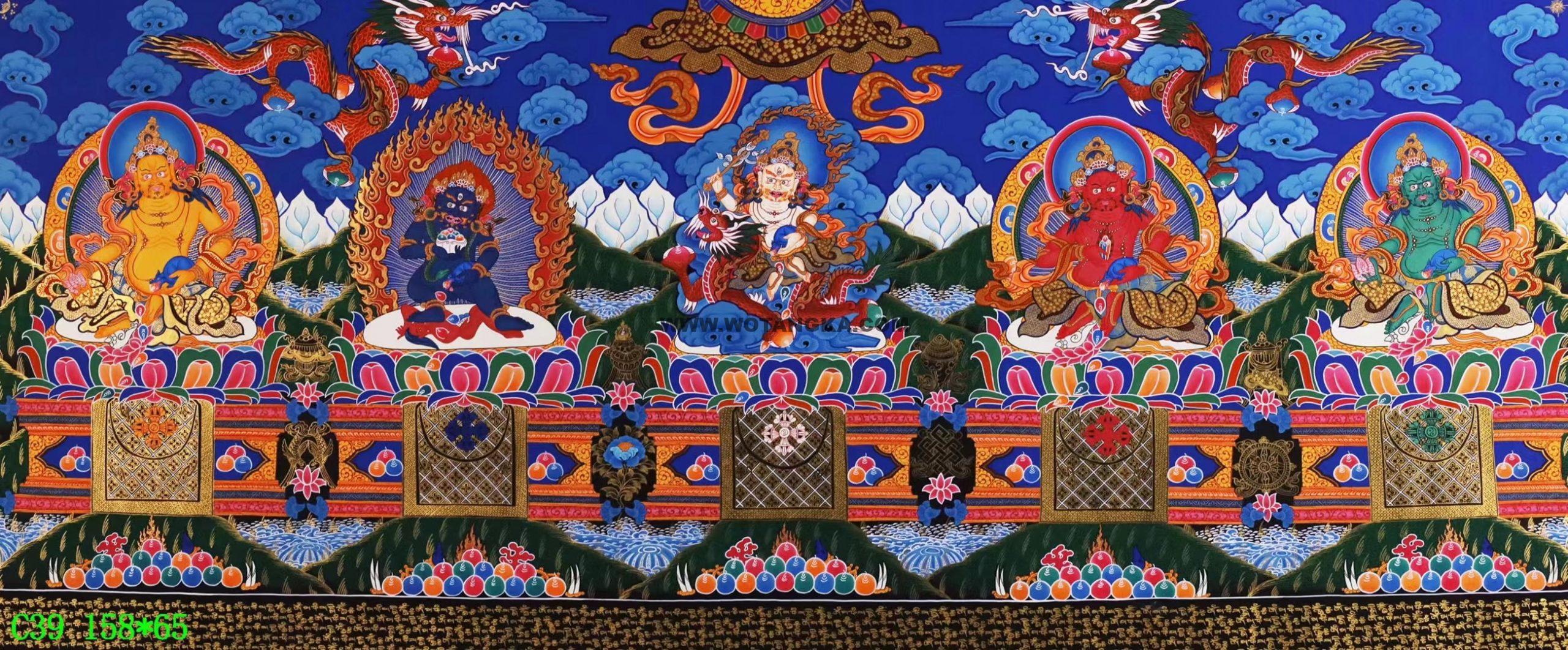 编号138-594169:彩绘唐卡-五方财神(65*158CM左右)