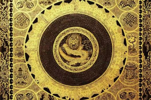 编号138-605199：黑金唐卡-吉祥八宝坛城（100*100CM左右）