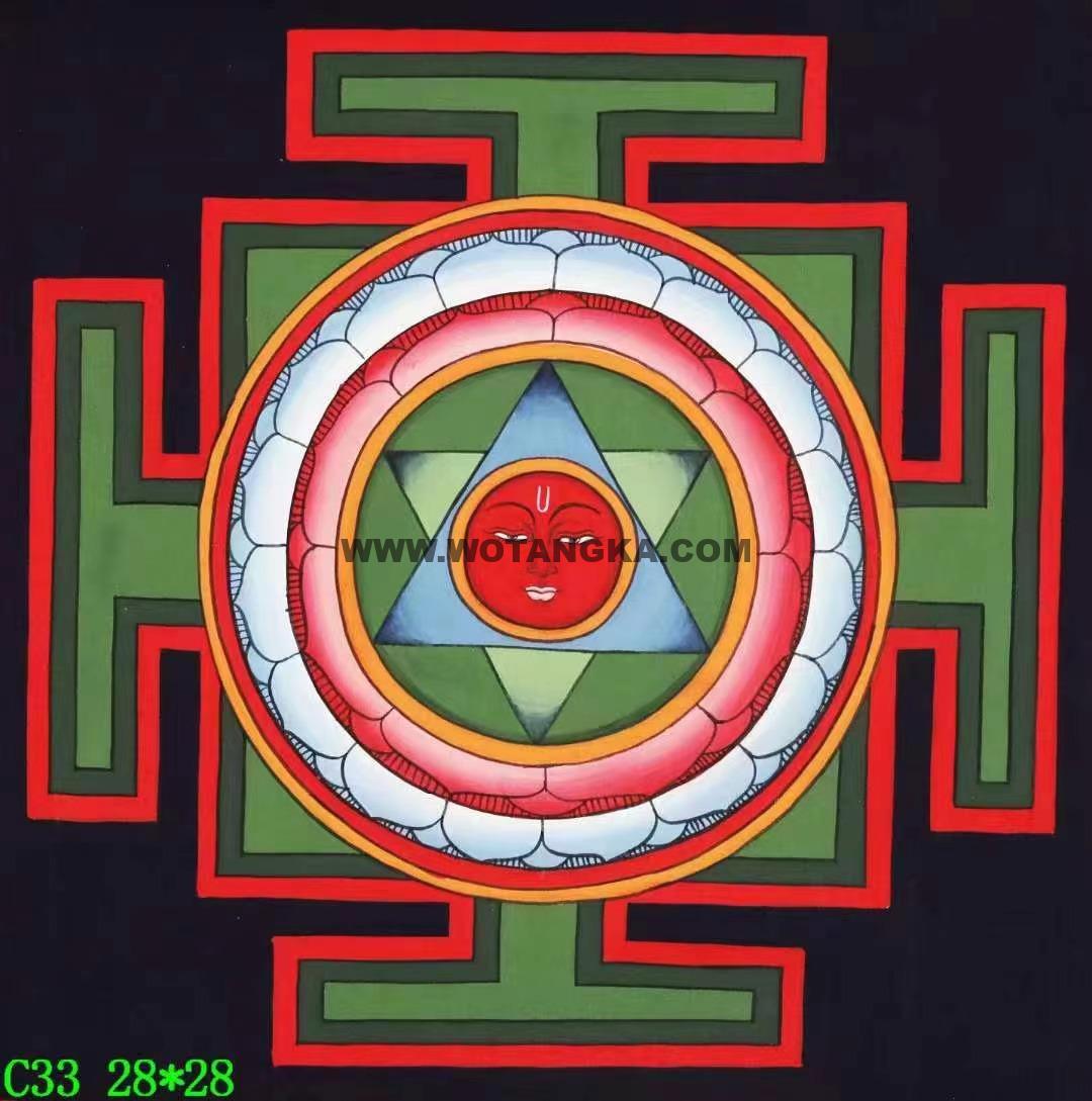 编号138-663742：彩绘唐卡-瑜伽冥想坛城（28*28CM左右）