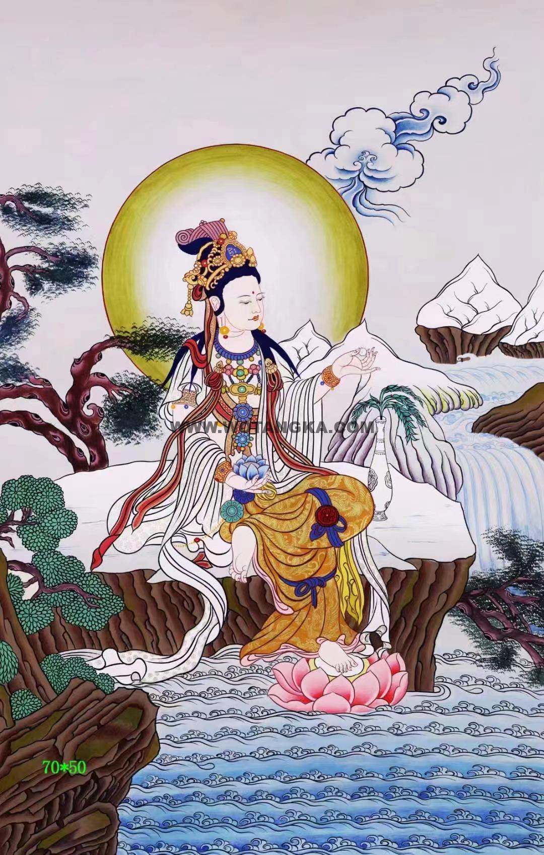 编号138-675939：彩绘唐卡-静息观音（70*50CM左右）