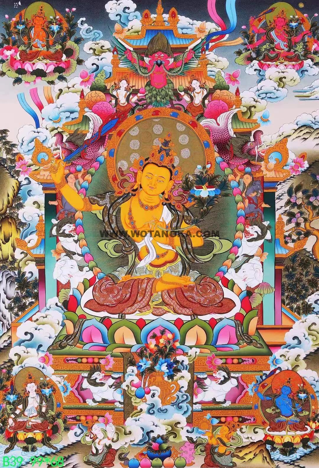 编号138-709661：彩绘唐卡-文殊菩萨·三怙主（99*68CM左右）