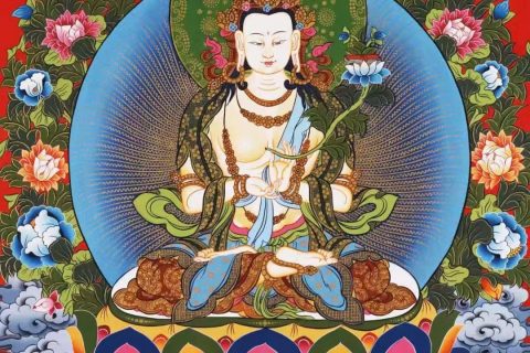 编号138-725031：红金唐卡-大势至菩萨（60*42CM左右）