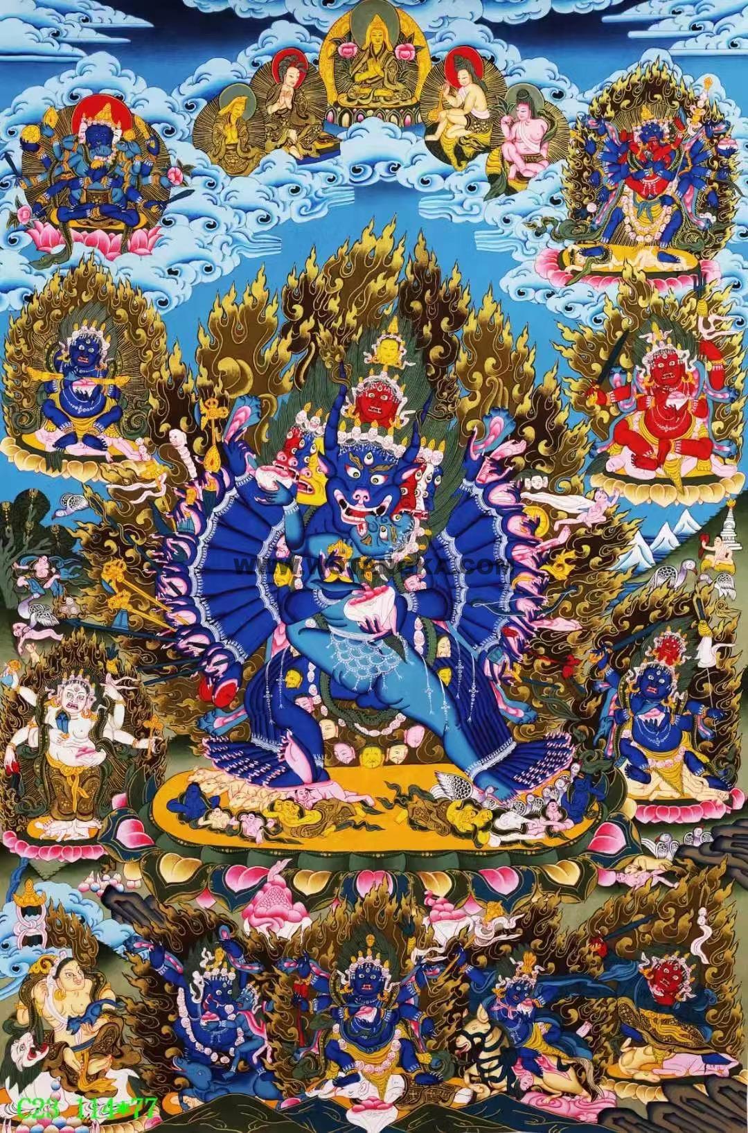 编号138-741424:黑金唐卡-大威德金刚(114*77CM左右)