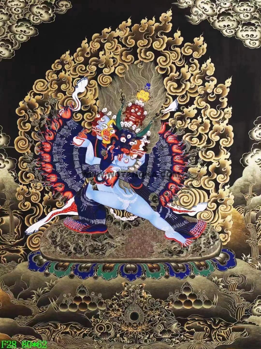 编号138-771088:黑金唐卡-大威德金刚(80*62CM左右)