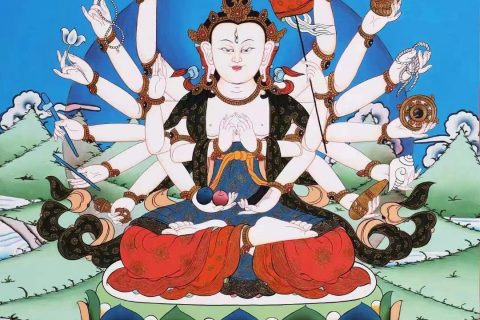 编号138-786978：彩绘唐卡-准提佛母（60*45CM左右）