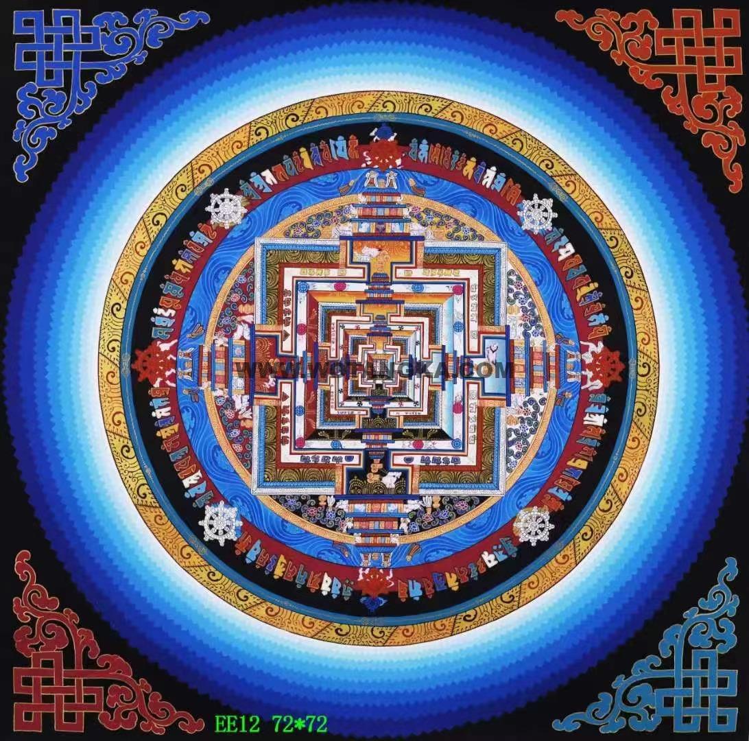 编号138-793574：彩绘唐卡-时轮金刚坛城（72*72CM左右）