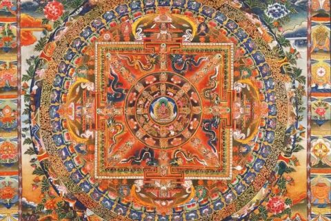 编号138-831773：彩绘唐卡-阿弥陀佛·曼茶罗坛城（76*56CM左右）