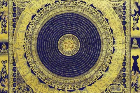 编号138-903578：黑金唐卡-吉祥八宝坛城（93*63CM左右）