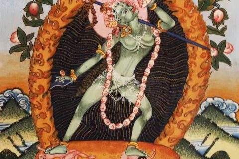 编号138-953718：彩绘唐卡-金刚瑜伽母（27*21CM左右）