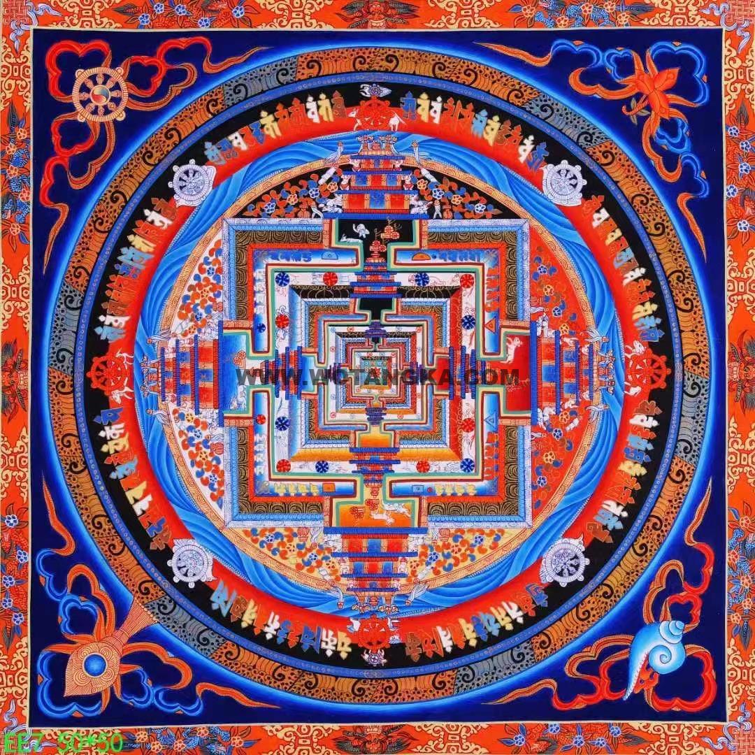 编号138-977808:彩绘唐卡-时轮金刚坛城(50*50CM左右)