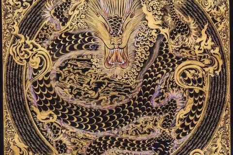 编号138-994745：黑金唐卡-龙坛城（80*79CM左右）