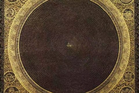 编号138-999912：黑金唐卡-吉祥八宝坛城（96*70CM左右）