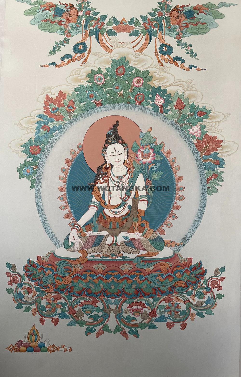 编号188-256456:彩绘唐卡-白度母(90*50CM左右)