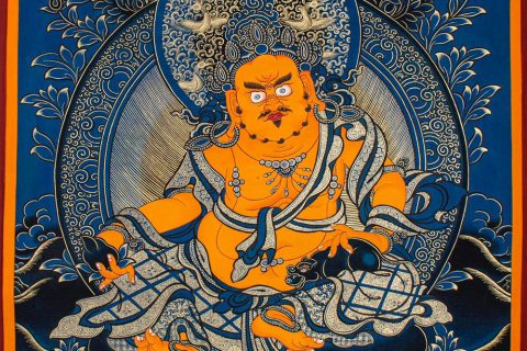 编号188-266066：蓝金唐卡-黄财神（60*45CM左右）