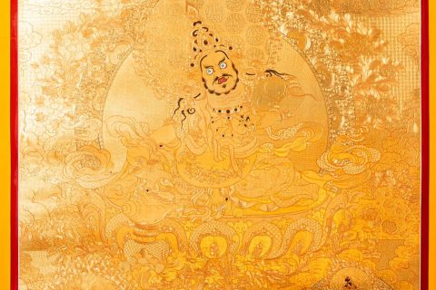 编号188-362407：黄金唐卡-黄财神·五方财神（100*70CM左右）
