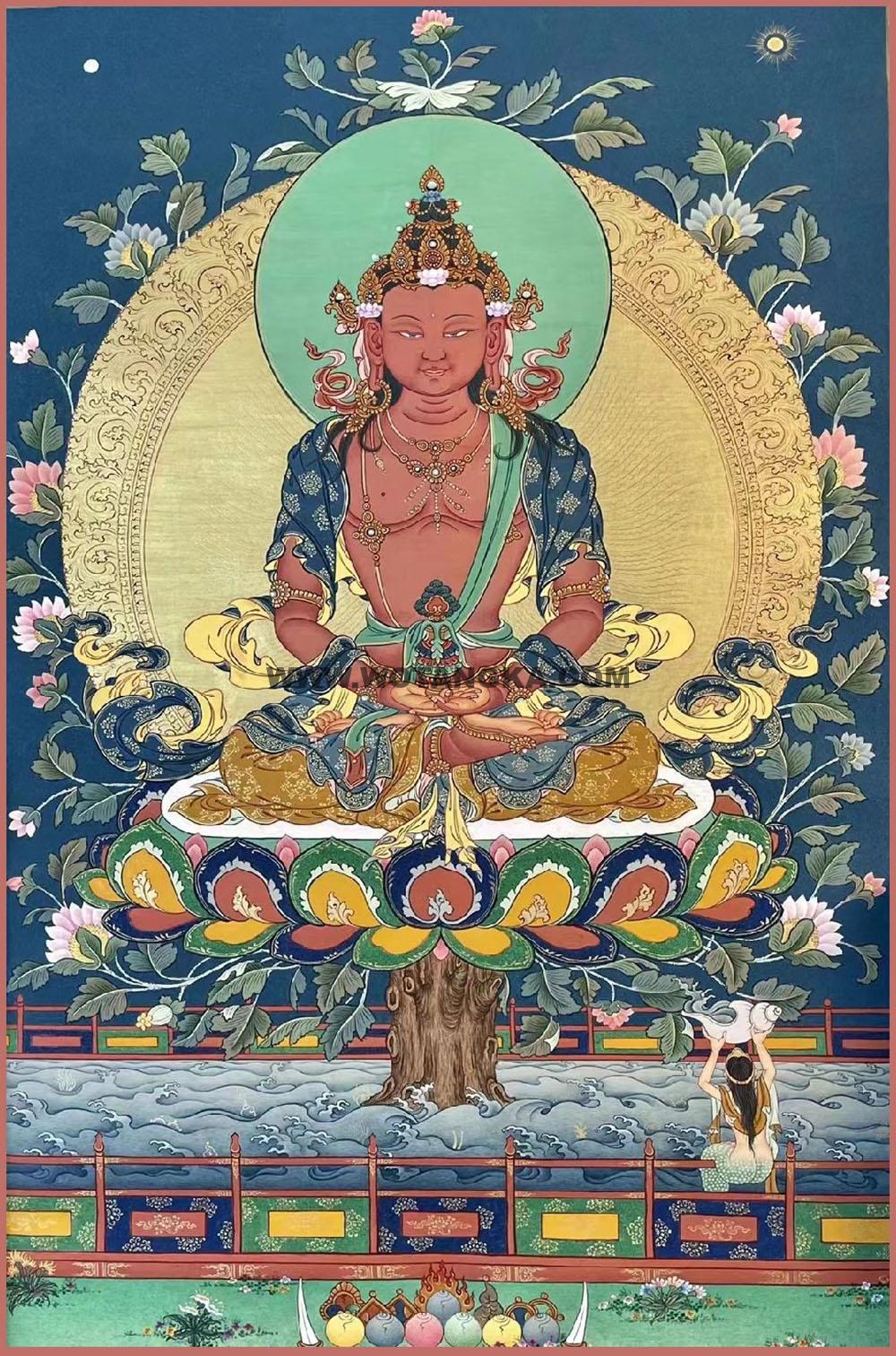 热贡-多杰才旦·画院:彩绘唐卡-长寿佛(60*45CM左右)