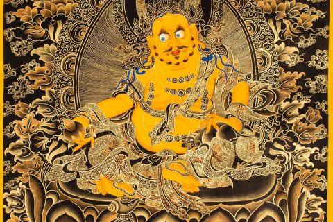 编号188-413437：黑金唐卡-黄财神（60*45CM左右）