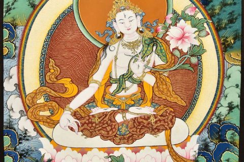 ｜已结缘·可定制｜唐卡寄卖编号：JM·188-536240-白度母吉祥山智慧平安图匝嘎利（彩唐）