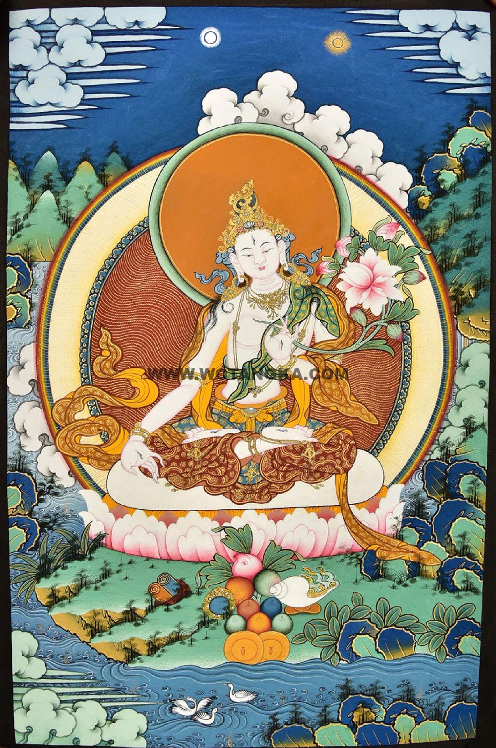 编号188-536240:彩绘唐卡-白度母(40*28CM左右)