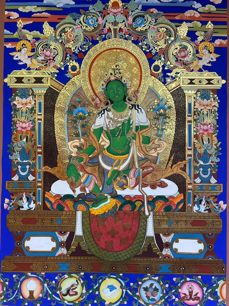 编号188-597296：蓝金唐卡-绿度母（90*60CM左右）