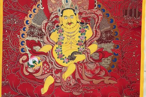编号188-810283：红金唐卡-黄财神（70*50CM左右）