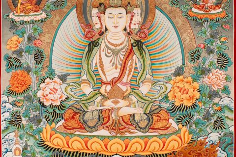 编号188-895482：彩绘唐卡-四面大日如来（100*70CM左右）