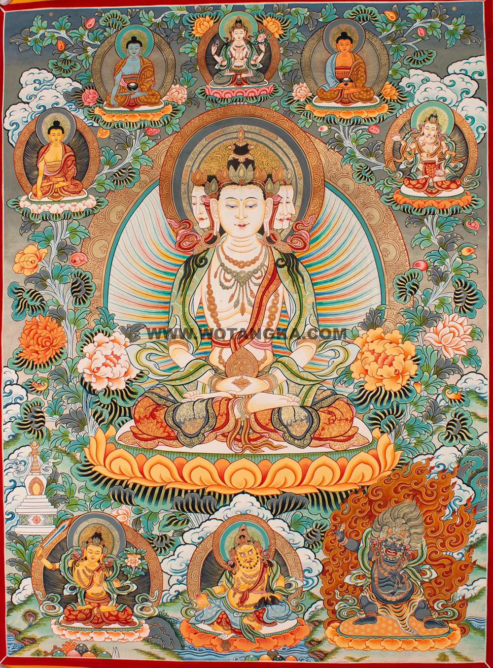 编号188-895482:彩绘唐卡-四面大日如来(100*70CM左右)