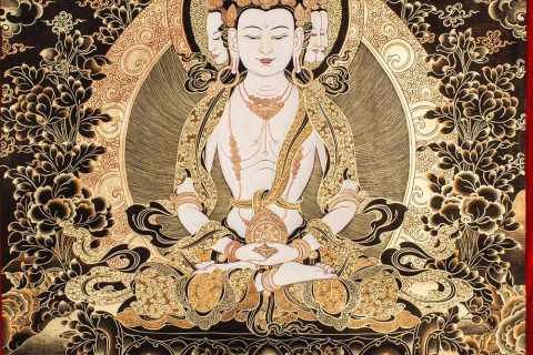 编号188-918638：黑金唐卡-四面大日如来（60*45CM左右）