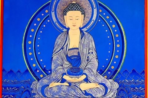 编号188-977911：蓝金唐卡-阿弥陀佛（60*45CM左右）
