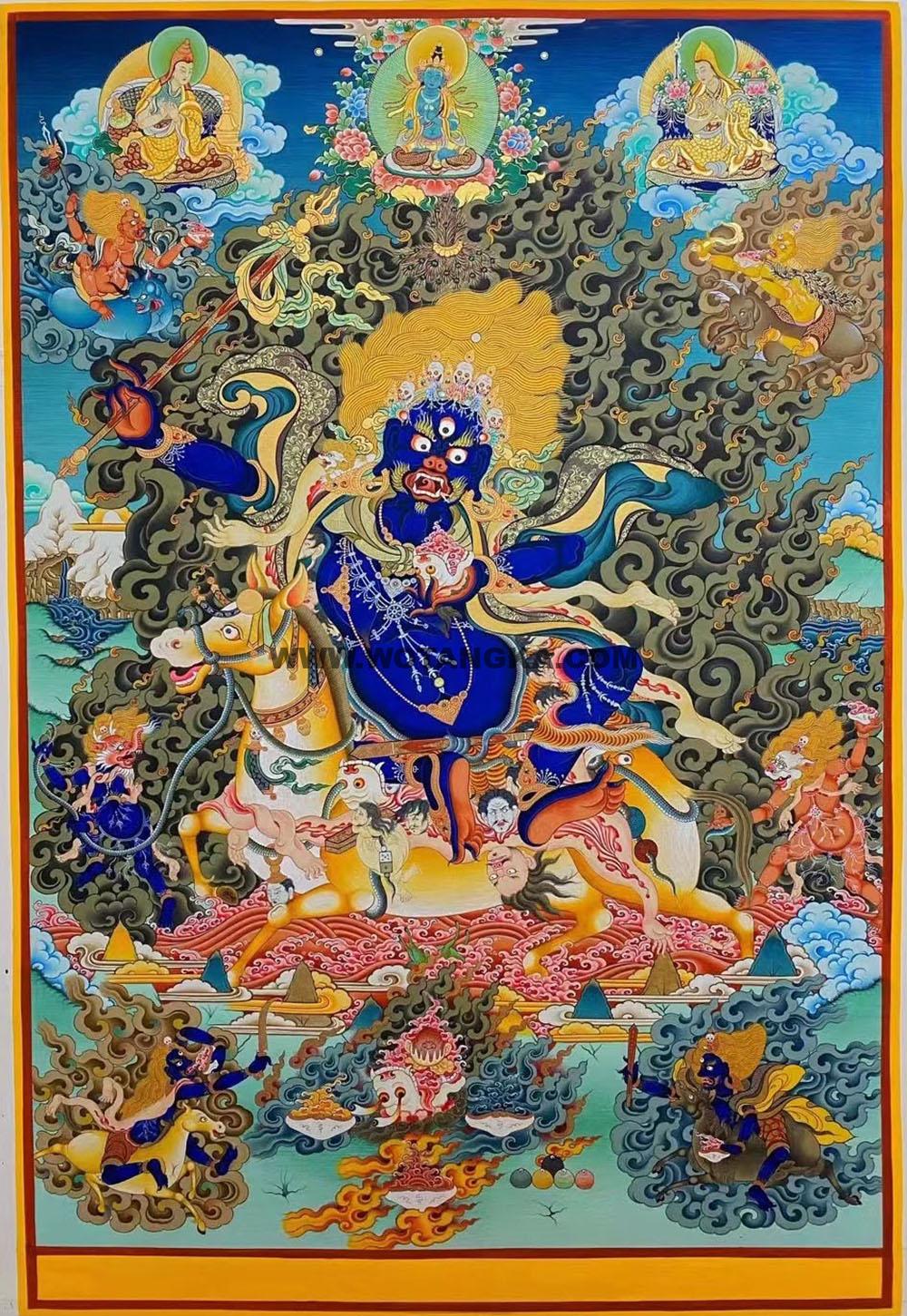 编号188-991387:彩绘唐卡-吉祥天母(80*60CM左右)