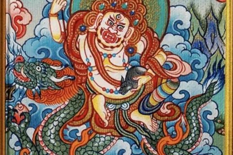 编号118-1151633：彩绘小唐卡-白财神（长方形·5*4CM左右）