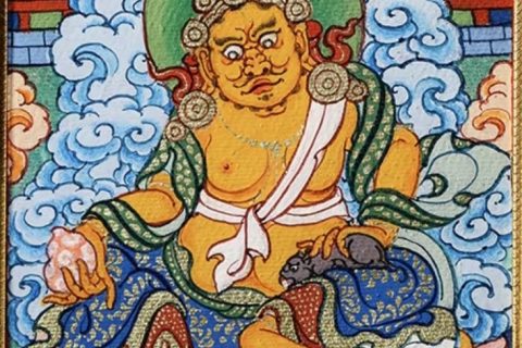 编号118-1247962：彩绘小唐卡-黄财神（长方形·5*4CM左右）