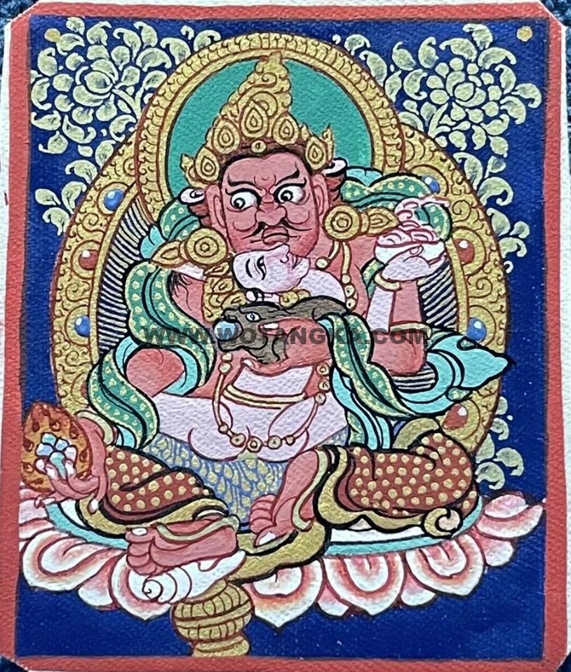 编号118-1266519：彩绘小唐卡-红财神（长方形·5*4CM左右）