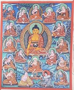 编号118-1481253:彩绘小唐卡-释迦牟尼佛·十八罗汉(长方形·5*4CM左右)