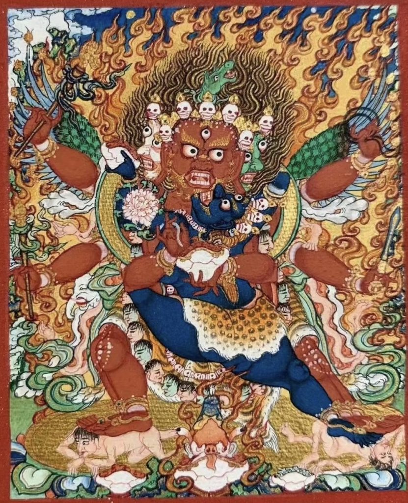 编号118-1539919：彩绘小唐卡-马头明王（长方形·5*4CM左右）