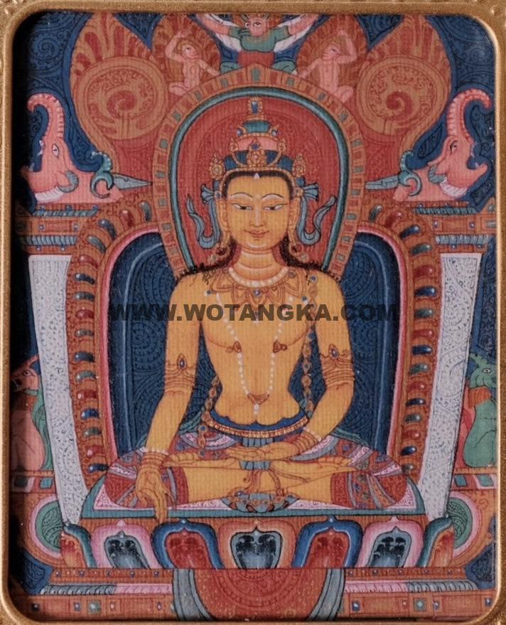 编号118-1546232：彩绘小唐卡-宝生如来（长方形·5*4CM左右）