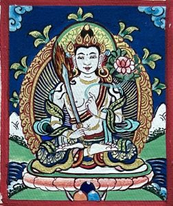 编号118-1577296:彩绘小唐卡-虚空藏菩萨(长方形·5*4CM左右)