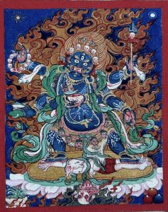 编号118-1584087:彩绘小唐卡-六臂玛哈嘎拉(长方形·5*4CM左右)